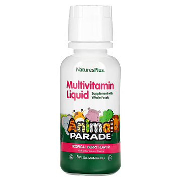 Детские мультивитамины NaturesPlus Animal Parade Multivitamin Liquid 236 мл. (Тропические ягоды)