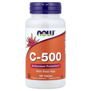 Витамин Ц-500 Now Foods Vitamin C-500 + Rose Hips 100 таб.