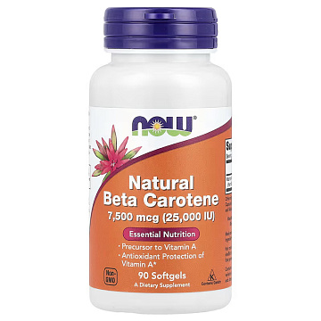 Бета- Каротин NOW Natural Beta Carotene 25000 ME 90 соф.