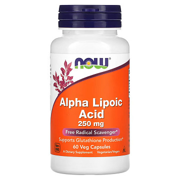 Альфа Липоевая кислота NOW Alpha Lipoic Acid 250 мг 60 капсул