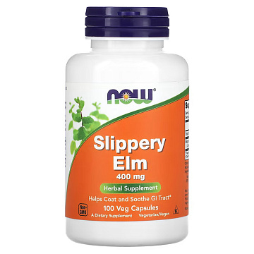 Скользкий вяз NOW Slippery Elm 400 мг. 100 вег. капсул