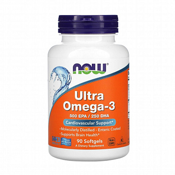 Омега 3 NOW Ultra Omega-3 Fish oil (EPA-500, DHA-250) 90 капсул