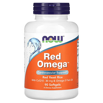 Омега 3 с красным рисом NOW Red Omega Fish oil 90 соф. гель