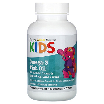 Омега 3 для детей California Gold Nutrition KIDS Omega -3 Fish oil 60 капсул