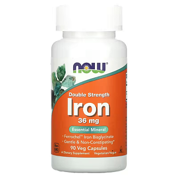 Железо двойной концентрации NOW Iron Double Strength 36 мг 90 капсул