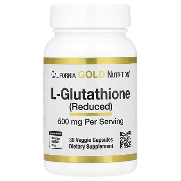 Глутатион California Gold L-Glutathione 500 мг. 30 капсул