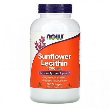 Лецитин подсолнечный NOW Sunflower Lecithin 1200 мг. 200 капсул