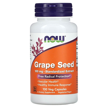 Экстракт виноградных косточек NOW Grape Seed 100 капсул