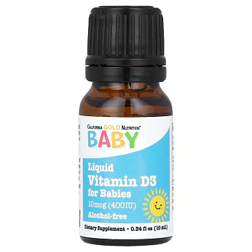 Витамин Д(Д3) для детей California Gold Nutrition BABY Vitamin D-3 liquid 400 ME 10 мл