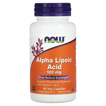 Альфа Липоевая кислота NOW Alpha Lipoic Acid 100 мг. 60 капсул