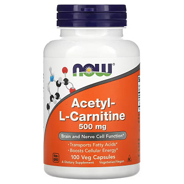 Ацетил Л-Карнитин NOW Acetyl L-Carnitine 500 мг 100 капсул