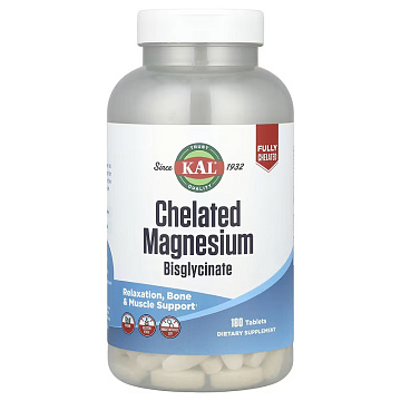 Магний Бисглицинат KAL Magnesium Bisglycinate 180 табл.